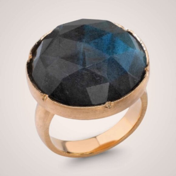 Irene Neuwirth large round rose-cut rainbow labrodorite in 18k rose gold ring - Picture 1 of 7